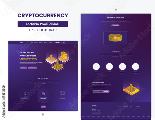 Isometric Bitcoin Mining Landing Page Design