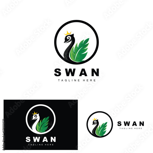 Swan Logo Design, Duck Animal Illustration, Company Brand Template Vector