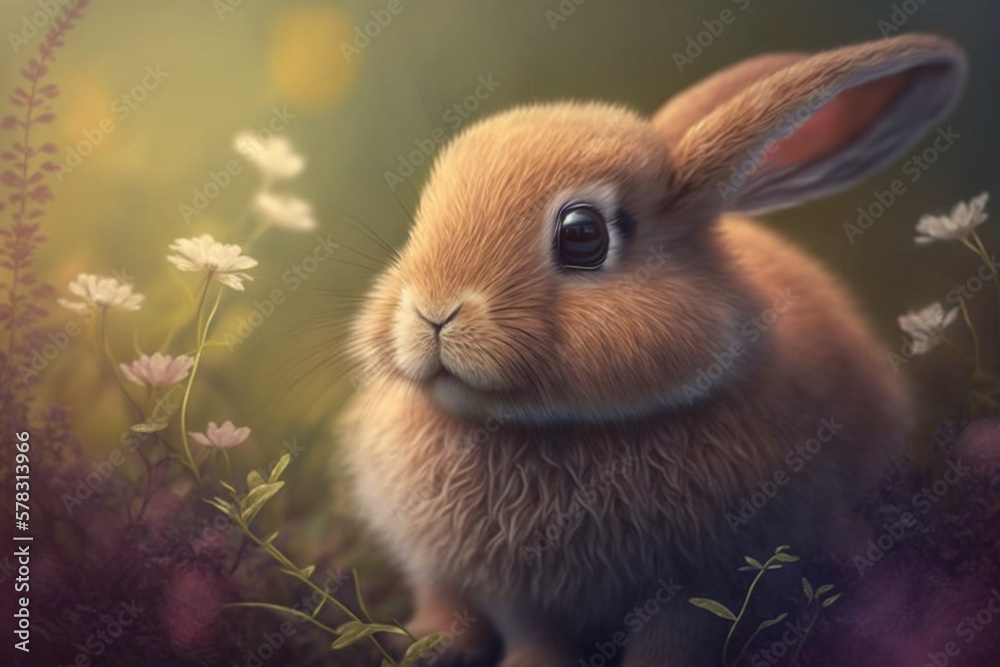 Fototapeta premium Easter Bunnies: Cute and Playful for Your Holiday Designs | Bunny Generative Ai