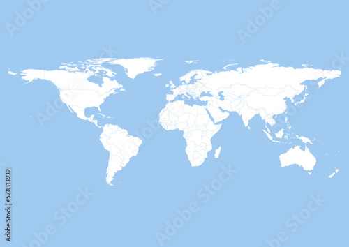 Vector world map - with Baby Blue Eyes color borders on background in Baby Blue Eyes color. Download now in eps format vector or jpg image.