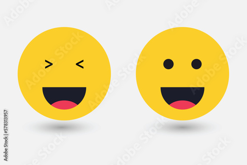 Grinning beaming emoji face with smiling eyes or happy smile emoticons showing teeth