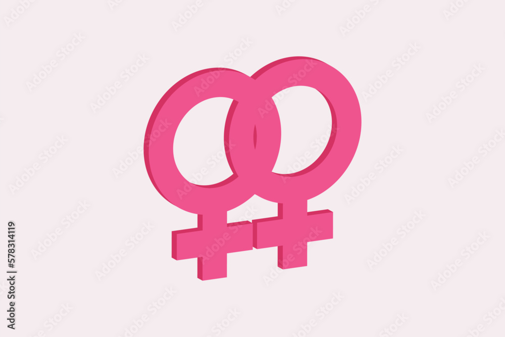 Pink gender symbol of lesbian. Pink gender symbol of lesbian.