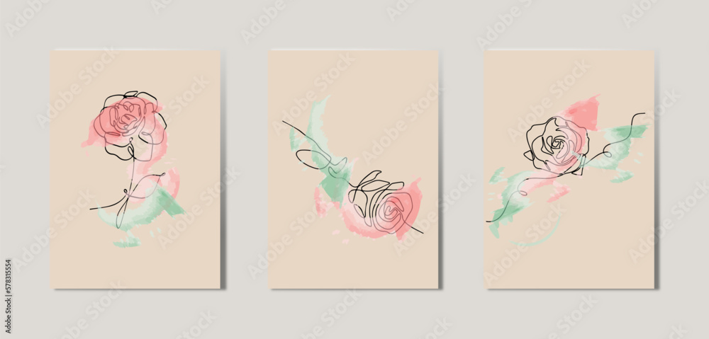 Set of banners with flowers. Abstract background, vector illustration