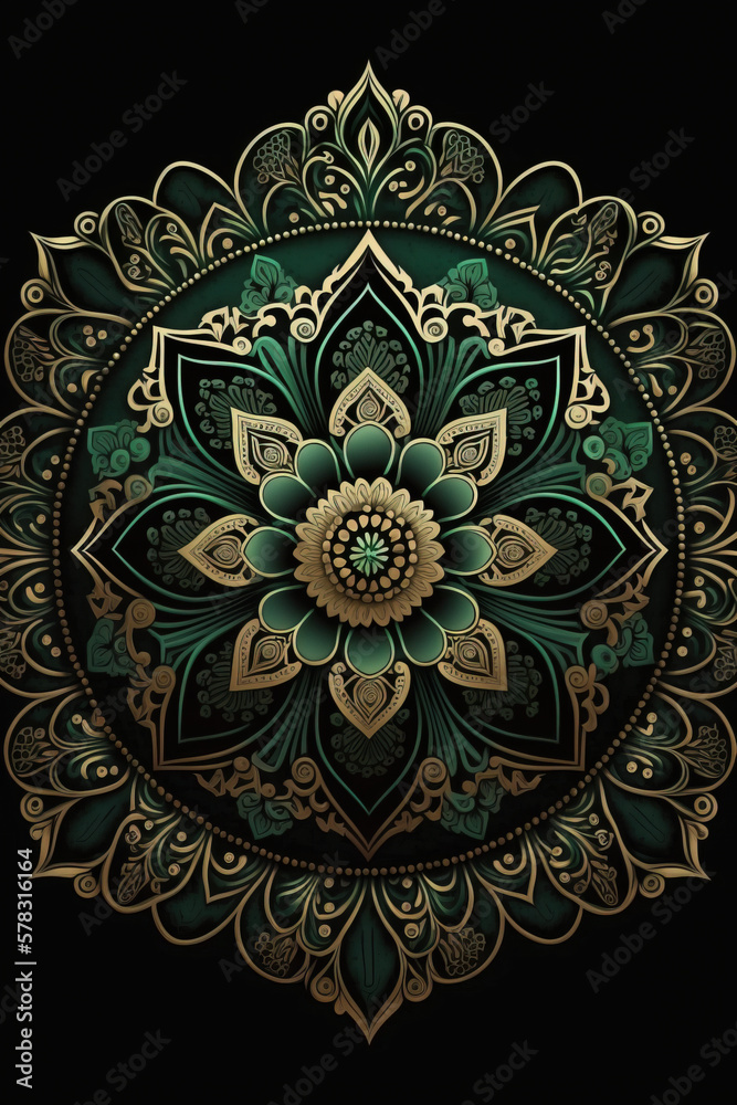 Green 3D Detailed Close-up Stitched Mandalas.ramadan kareem mubarak with green color, islamic pattern, mandala ornament decoration created with Generative AI technology Green 3D Detailed Close-up Stitched Mandalas.ramadan kareem mubarak with green color, islamic pattern, mandala ornament decoration created with Generative AI technology