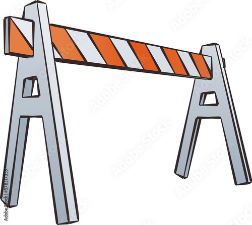Color Cartoon Illustration Of Road Barrier For Traffic and Transportation Concepts, Prints Or Under Construction Web Page