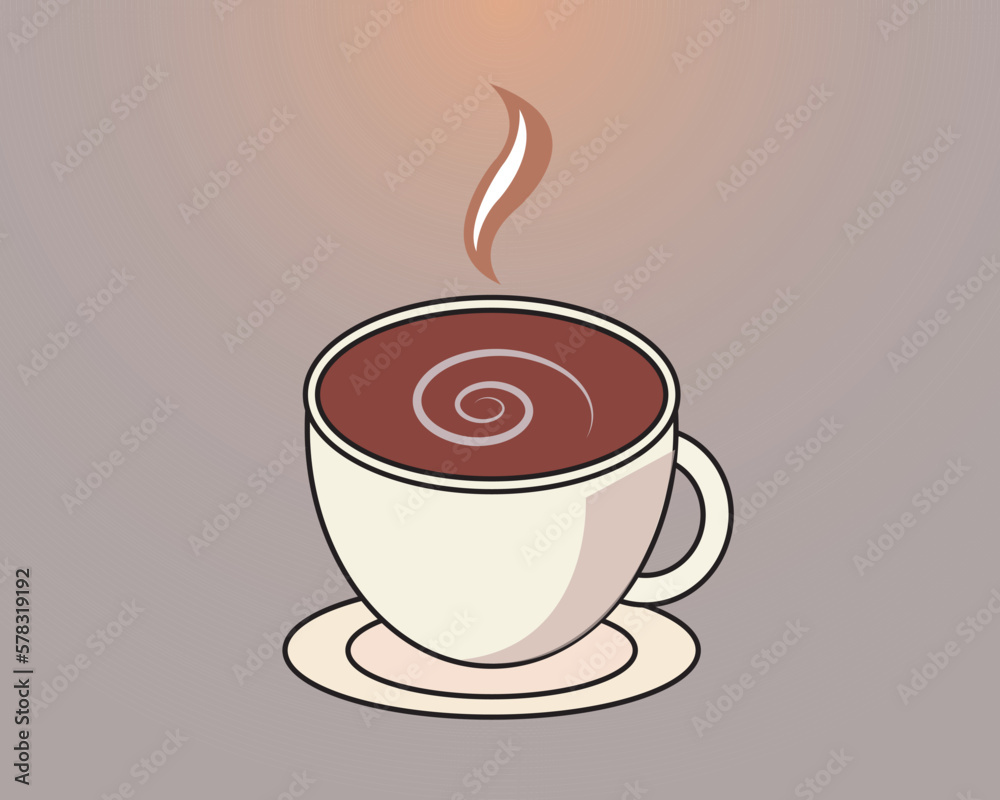 Obraz premium Cute coffee cup cartoon vector icon illustration. drink a cup of coffee.