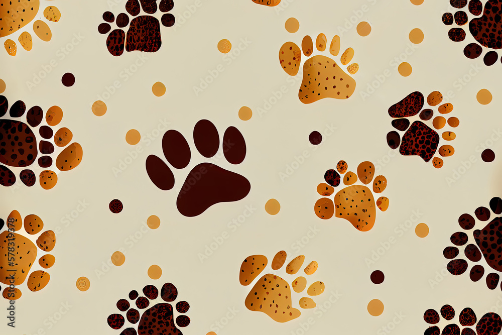 Fototapeta premium seamless animal footprints pattern. Generative Ai