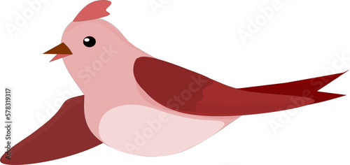 Red Cute cartoon bird vector illustration. 