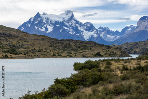 Lake and snowy mountains of Torres del Paine National Park in Chile, Patagonia, South America © freedom_wanted