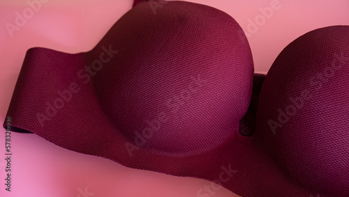 Red underwire bra. 