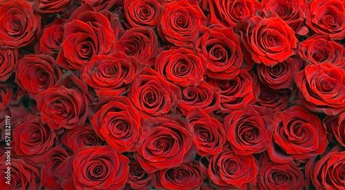 Fototapeta Naklejka Na Ścianę i Meble -  The red roses bouquet festive nature background.