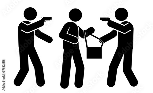 illustration of icon people stealing, robbing, pickpocketing