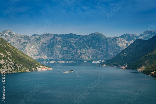 Picturesque view from the observation point in the mountain road in Montenegro