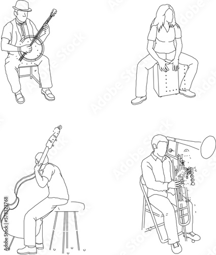 Vector sketch illustration of a musician playing music