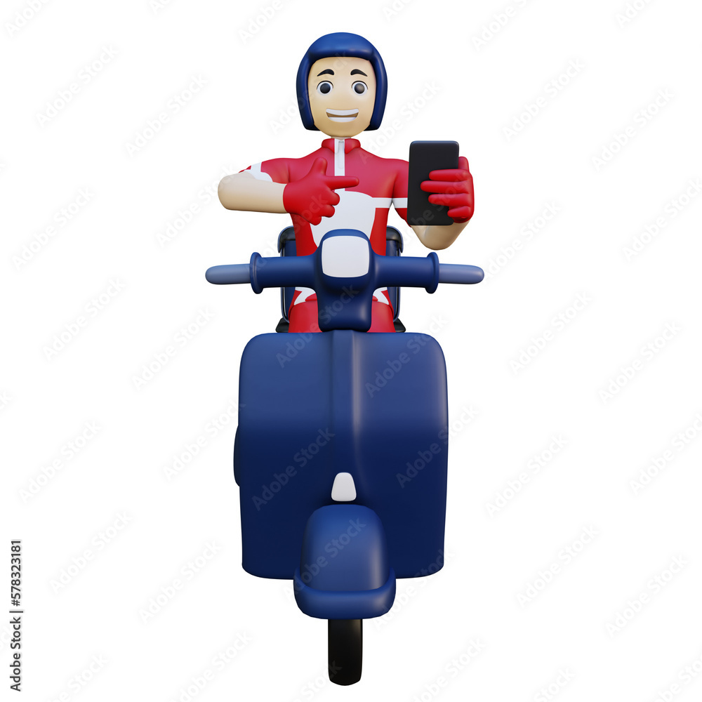 Fototapeta premium 3d rendering delivery man riding motorcycle