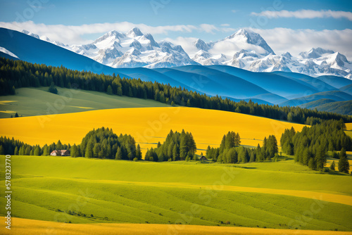 Idyllic Mountain Landscape in the Alps  Springtime Beauty