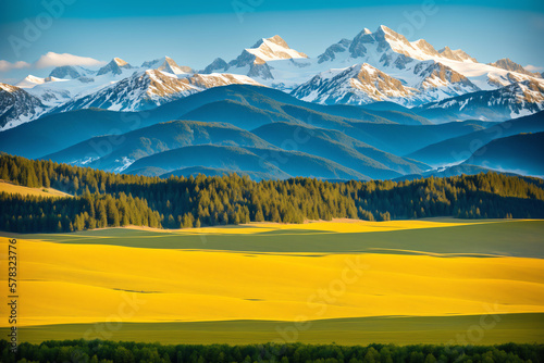 Idyllic Mountain Landscape in the Alps  Springtime Beauty