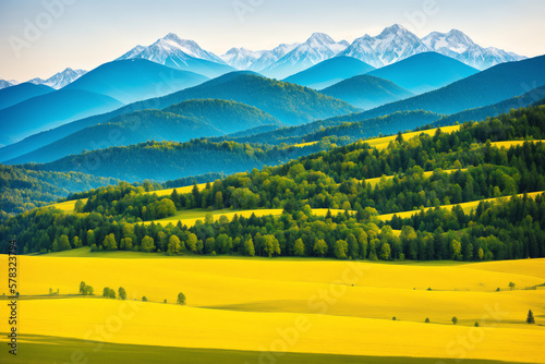 Idyllic Mountain Landscape in the Alps  Springtime Beauty