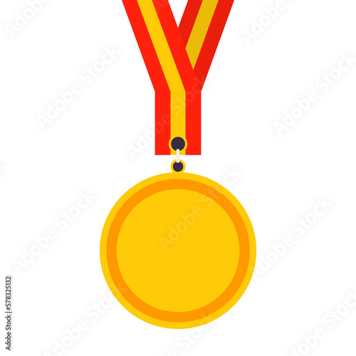 Gold Medal Ribbon Cartoon Flat PNG Icon Illustration