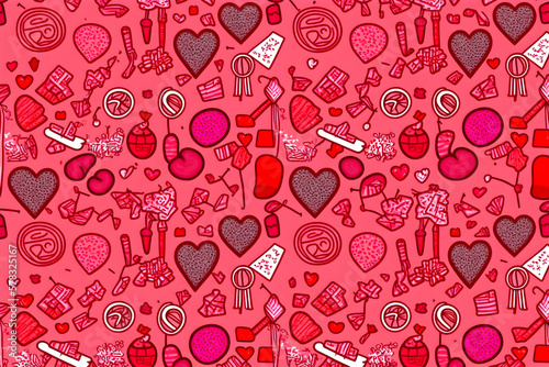 seamless background with hearts  simple seamless birthday themed pattern  generative AI