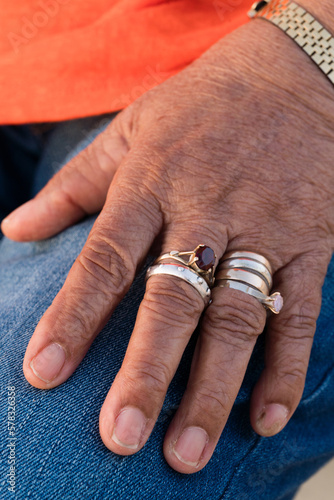 Hand of the senior woman with rings © sashapritchard
