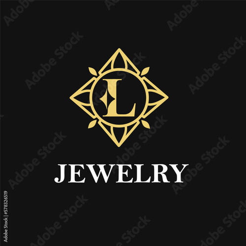 L Letter with Sparkle and Diamond Icon for Jewelry Ring  Necklace  Accessories Retail  Store Business Workshop Logo Template