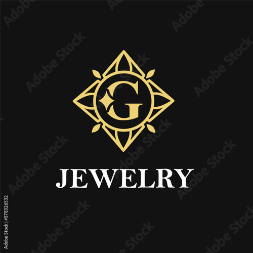 G Letter with Sparkle and Diamond Icon for Jewelry Ring, Necklace, Accessories Retail, Store Business Workshop Logo Template