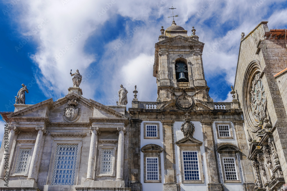 Porto, Portugal Monument Church of St Francis. Facade of 14th century Gothic Franciscan Igreja Monumento de Sao Francisco.