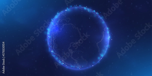 Wallpaper Mural Globe network illustration. Technology digital 3d globe. Digital earth map background. Connection data concept. Torontodigital.ca