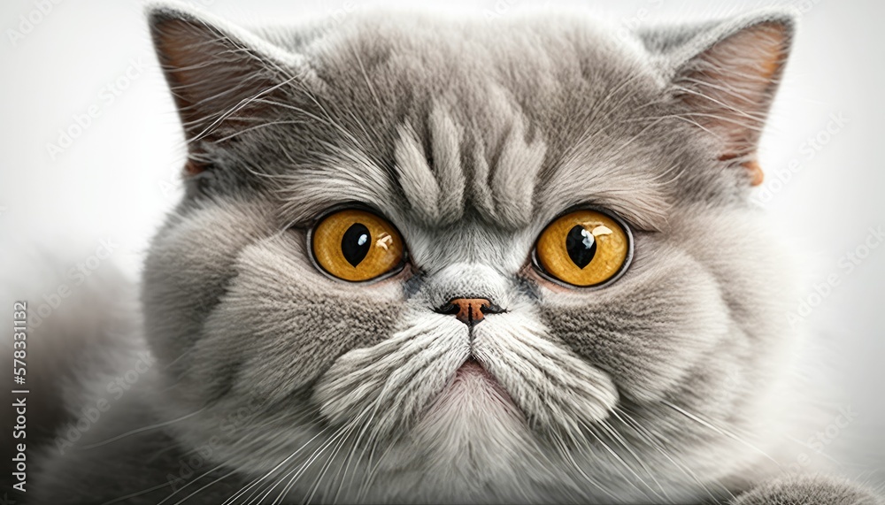 Fototapeta premium hyper-realistic portrait of a gray cat, generative AI