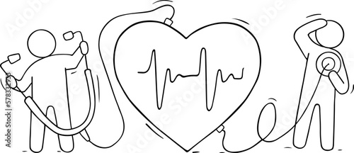 Cardiology concept with heart with pulse line
