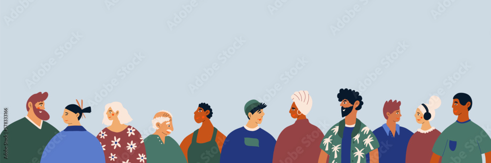 Set of diversity people in trendy hipster clothes. Multiethnic group of men and women in casual clothes. Cartoon vector illustration isolated on background.