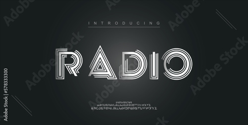Radio digital modern alphabet new font. Creative abstract urban, futuristic, fashion, sport, minimal technology typography. Simple vector illustration with number