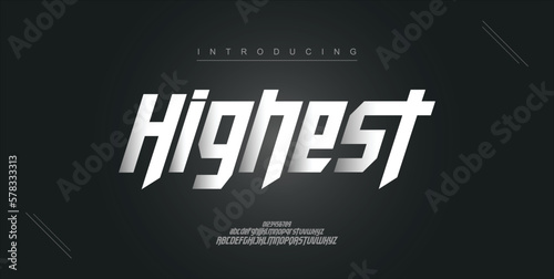 Highest digital modern alphabet new font. Creative abstract urban, futuristic, fashion, sport, minimal technology typography. Simple vector illustration with number