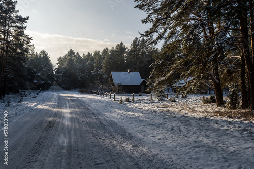 winter landscape with snow covered bridge © Rafał Bieroza