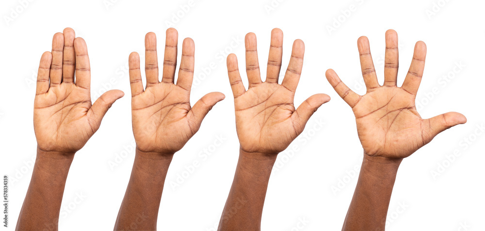 Fototapeta premium Hands up isolated on white or transparent background 