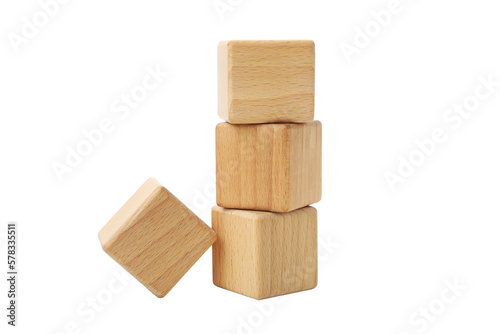 Bild auf Leinwand Blank wooden cubes for different concepts, isolated on white background
