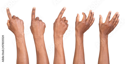 Hands touching or pointing isolated on white or transparent background, gestures for a smart phone or a tablet	