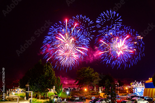 fireworks along the river Danube on occasion of the horticultural fair at Tulln, Austria