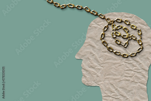  Dogmatism regarding mental health, copy space background.