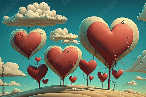 Big, red vintage hearts from the ground