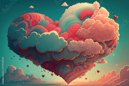 Big colorful cloud in heart form 
