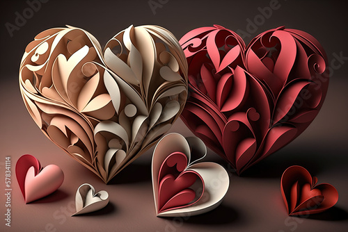 Elegant, vintage, pink and biege papper heart on the table