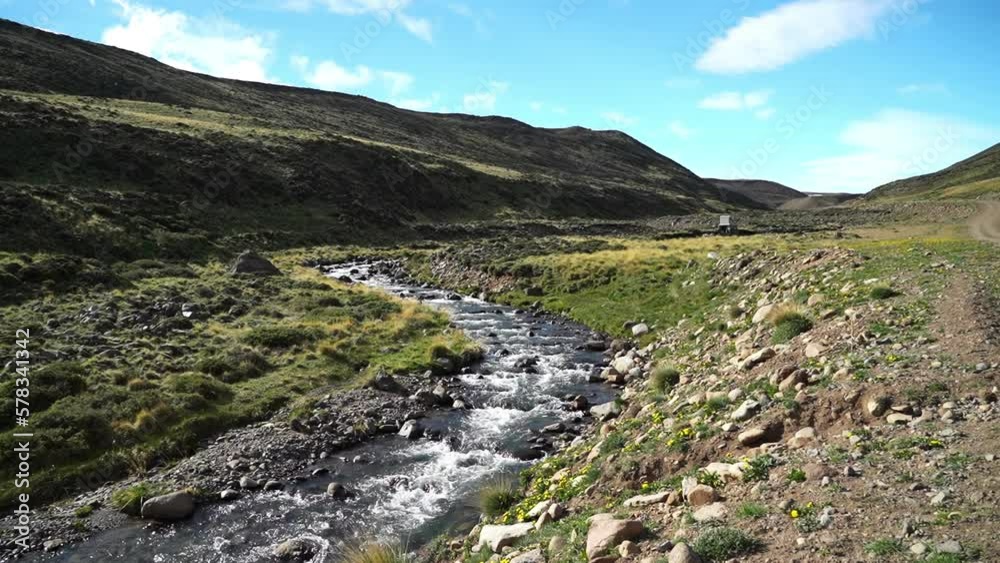 small lively creek flowing through a landscape of Patagonia. small lively creek flowing through a landscape of Patagonia.