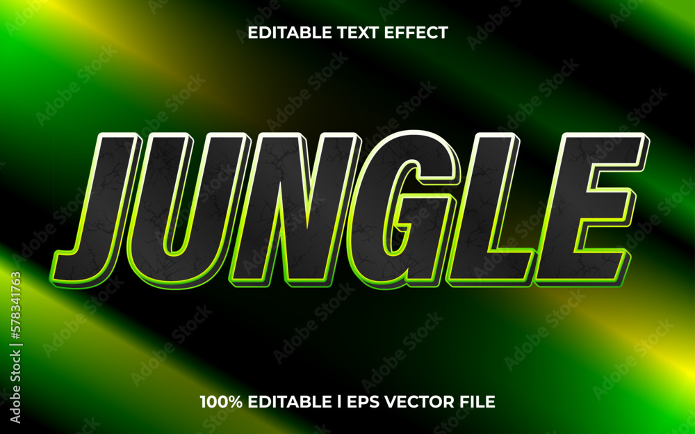 Obraz premium Jungle 3d text effect and editable text, template 3d style use for game tittle