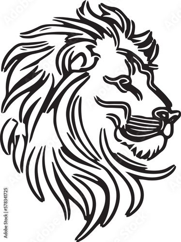 head lion line art logo