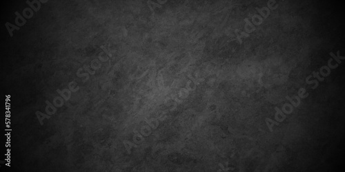 Dark black stone wall grunge textured concrete background. Panorama dark grey black stone slate background or texture. Vector black grunge wall concrete texture. Stone wall background.