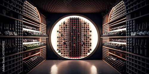 A Modern wine cellar filled to the brim with too many bottles of wine - generative ai.