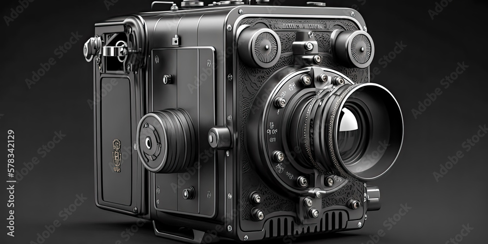 An imaginary 120mm film camera, fashioned with a retro design, has been created - generative ai.