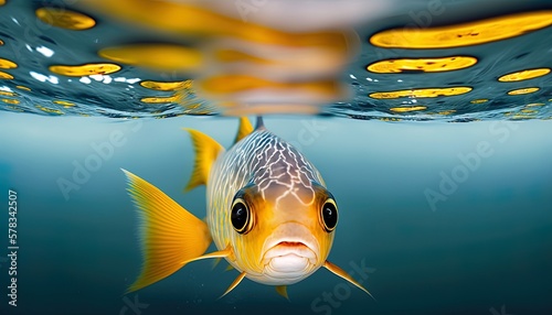 Small fish swimming towards camera, AI generative